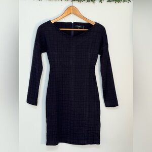 Theory Long Sleeve Houndstooth Jacquard Plaid Sheath Dress Dark Currant S Petite